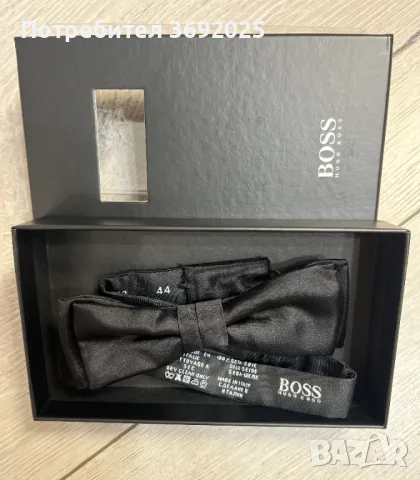 HUGO BOSS Копринена папийонка в черно, Подарък за мъже, снимка 3 - Ризи - 48410377