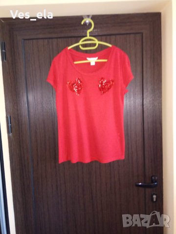 червена блуза със сърца паети в Тениски в гр. Сливен - ID35997145 — Bazar.bg