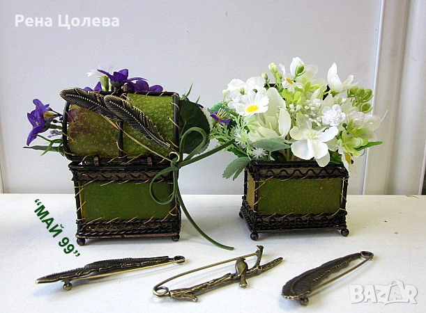 Ковчеже с цветя + брошка за шал, снимка 2 - Подаръци за жени - 53092638