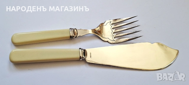 Английски посребрени прибори за хранене риба и за сервиране за 6 човека сервиз , снимка 16 - Други ценни предмети - 53738380