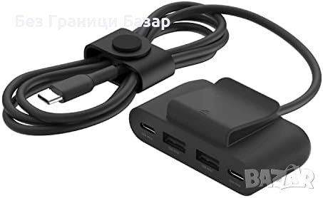 Нов Belkin USB Разклонител 4 Порта 30W Бързо Зареждане 2 метра Кабел Зарядно