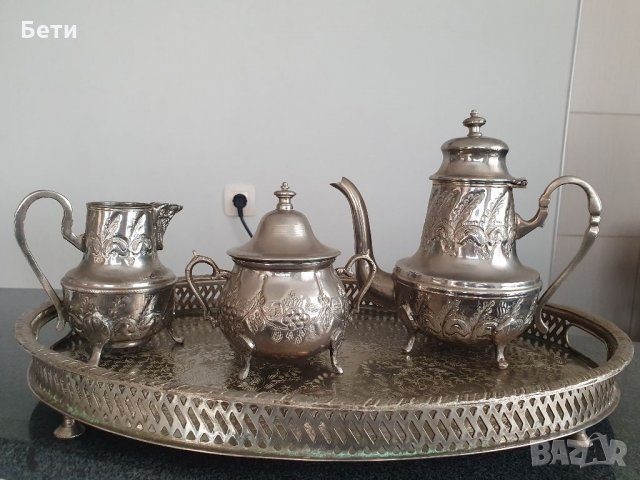 Старинен арабски посребрен сервиз , снимка 2 - Антикварни и старинни предмети - 35828765