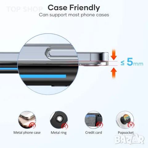 V6 15W безжично зарядно за iPhone 14/14 Pro Max/13/13 Mini/13 Pro Max/12/12 Pro/11, Samsung Galaxy, снимка 3 - Безжични зарядни - 48543619