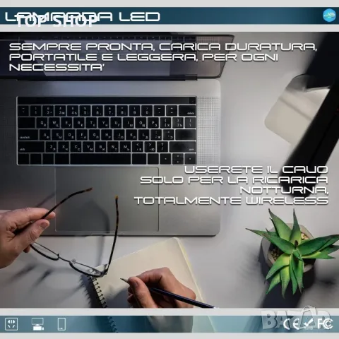 LED офисна настолна лампа Нощно шкафче презареждаща се, снимка 2 - Настолни лампи - 48842692