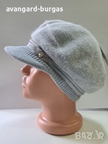 316 Дамска бутикова шапка каскет - ангора, снимка 3 - Шапки - 52529918