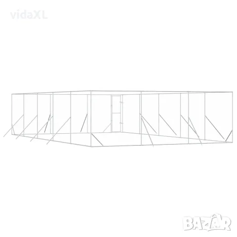 vidaXL Външна клетка за куче сребриста 6x10x2 м поцинкована стомана, снимка 7 - За кучета - 56146867