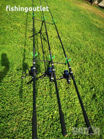 Промо комплект ! 3 шарански въдици 3.60мт и 3 макари с 10 лагера и двоен аванс, снимка 2 - Въдици - 42249195
