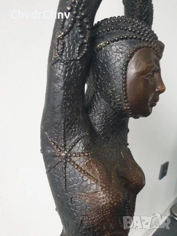 107см-11кг Chiparus статуетка/стара френска бронзова скулптура/голяма фигура на кабаретна танцьорка, снимка 4 - Статуетки - 51742688