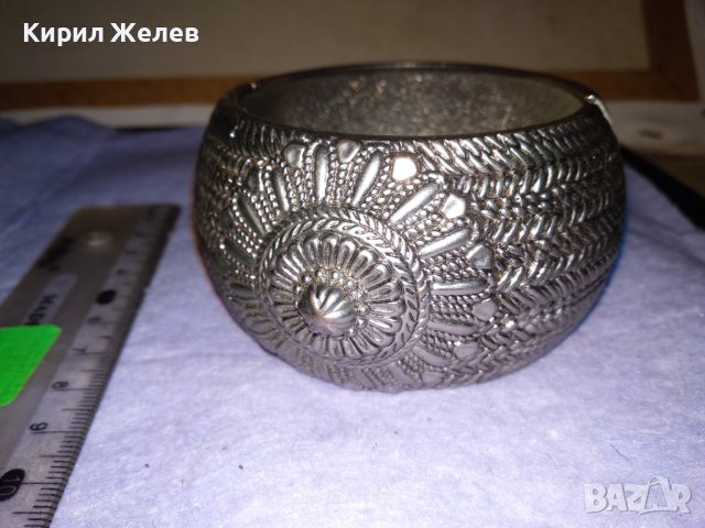 ПРЕКРАСНА с РЕТРО ОРНАМЕНТИКА СРЕБРИСТА МЕСИНГОВА ВИНТИДЖ БЕЛ ЕПОК СТИЛ ГРИВНА 15220, снимка 6 - Гривни - 41202158