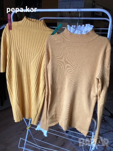 Блузи ,цвят горчица,S-M размер с къс  и дълъг ръкав, снимка 6 - Блузи с дълъг ръкав и пуловери - 53578414