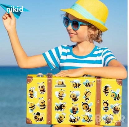 50 бр Пчели Пчелички Пчела самозалепващи лепенки стикери за украса декор ръчна изработка, снимка 4 - Други - 42359471