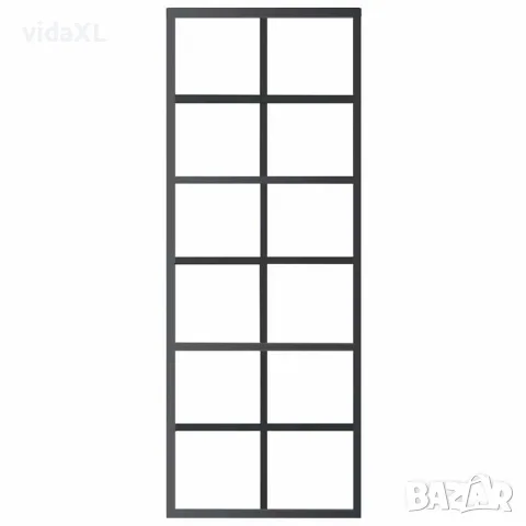 vidaXL Плъзгаща се врата с механизъм, ESG стъкло и алуминий, 76x205 см, снимка 4 - Интериорни врати - 56146559