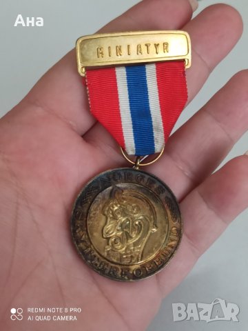норвежки сребърен медал с позлата , снимка 4 - Антикварни и старинни предмети - 42119676