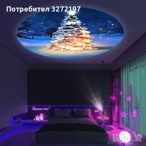 USB Захранвана LED Коледна Елха и Снежинка Проекционна Светлина