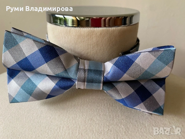 Синя папийонка от 100 % коприна, снимка 7 - Сака - 52505606