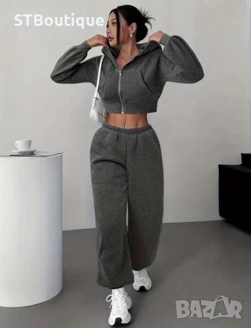 🩷🤍🩵🩶Дамски ежедневен комплект – Суичър с паднали рамене + Джогър панталон🩷🤍🩵🩶, снимка 16 - Спортни екипи - 52424377