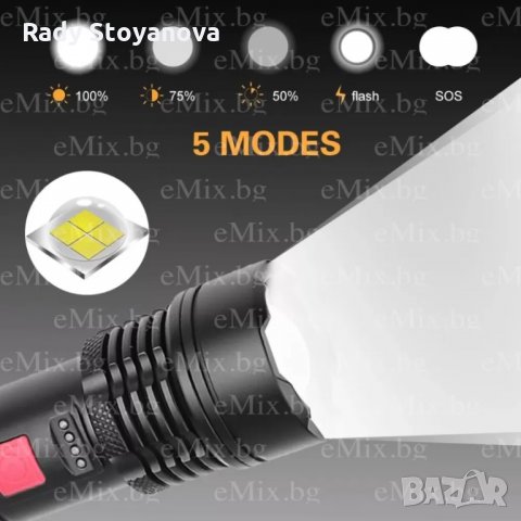 LED АКУМУЛАТОРЕН ФЕНЕР P90, снимка 6 - Оборудване и аксесоари за оръжия - 35805772