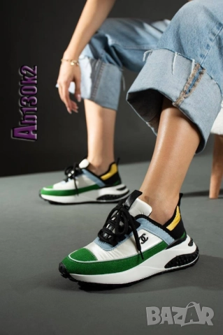 дамски маратонки от естествена кожа chanel 