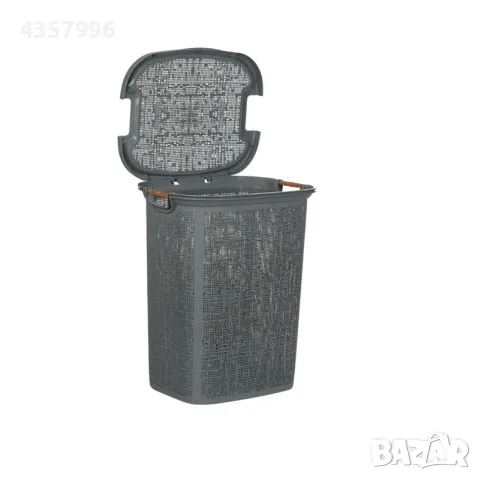 Декоративен кош за пране, Пластмаса, Тъмно сив , снимка 2 - Органайзери - 48996898