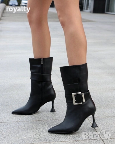 Боти на ток - черна кожа - BT88
