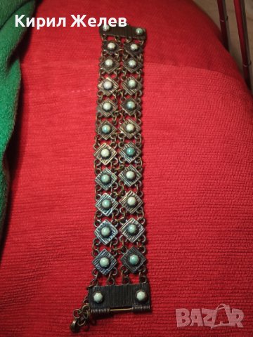 19 ВЕК СКЪПОЦЕННА ВЪЗРОЖДЕНСКА ПОСРЕБРЕН БРОНЗ МАЙСТОРСКА ЕТНО ОГЪРЛИЦА с ЩИФТ НАКИТ за НОСИЯ 11842