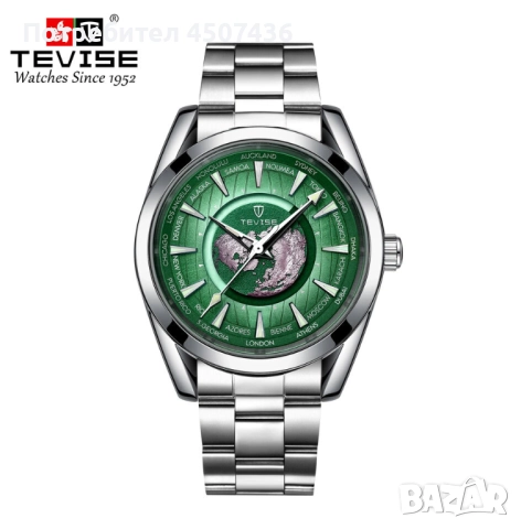 Tevise Earth Автоматичен Механичен часовник,неръждаема стомана,водоустойчив, снимка 3 - Мъжки - 52799732