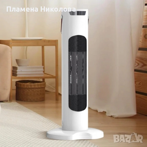 Вентилаторна печка 2-в-1 с керамичен нагревател, осцилация 60°, дистанционно и LED дисплей – 1500W, 