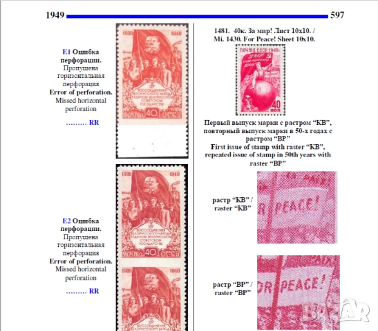 Пощенски марки на СССР- 5 Специализирани каталога на грешки в печатните плочи ,принтиране и други , снимка 4 - Филателия - 52335876