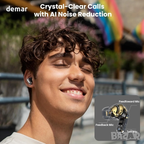 TOZO Безжични слушалки с активно шумопотискане, LDAC Hi-Res звук, стерео бас, 6 микрофона, снимка 6 - Bluetooth слушалки - 52736352