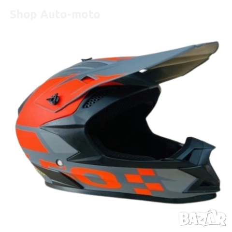 Кросова каска Automat, За мотор, Атв, Вело, S и M размер, Сив/оранжев, снимка 2 - Аксесоари и консумативи - 51499587
