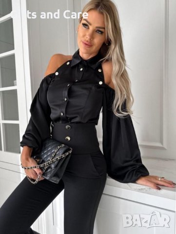 Сатенена черна риза с копчета в Ризи в гр. София - ID42657299 — Bazar.bg