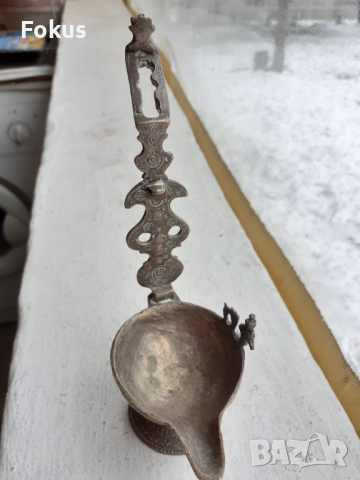 Стара османска кована маслена лампа кандило, снимка 2 - Антикварни и старинни предмети - 36226782