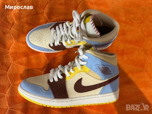 Nike Air Jordan 1 Mid Fearless Maison Château Rouge, снимка 3 - Кецове - 51196347