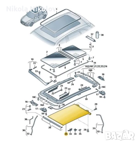 Панорамен таван двоен за Passat 7, снимка 2 - Части - 51950998