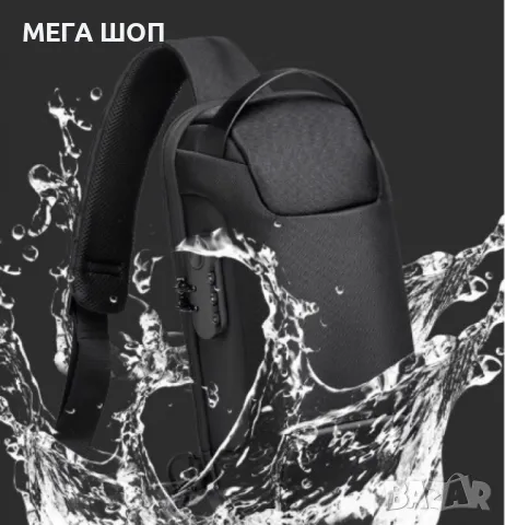 Мъжка чанта за през рамо Crossbody с USB зареждане, водоустойчива и с противокраден джоб, снимка 2 - Чанти - 50296908