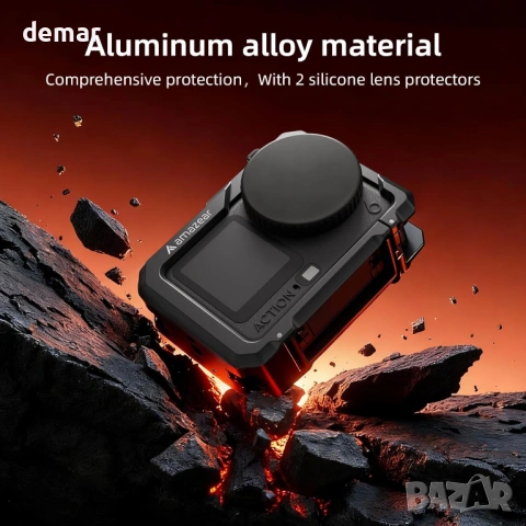 Метален защитен калъф AMAZEAR, аксесоари за DJI Osmo Action 6, черен, снимка 3 - Чанти, стативи, аксесоари - 53401616