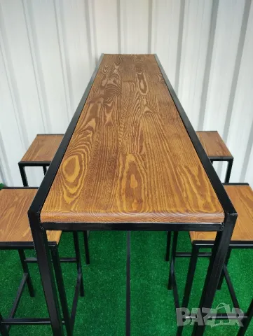 Бар столове и бар маса от дърво и метал за заведения и дома масив ръчна изработка , снимка 2 - Столове - 48221328