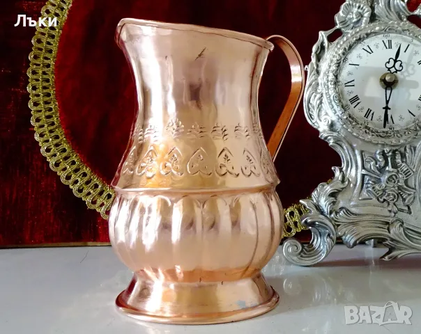 Медна кана за вино,кована чиста червена мед,безшевна