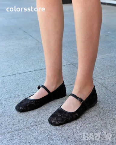 Равни обувки - черна дантела - LR90, снимка 2 - Дамски ежедневни обувки - 50396222