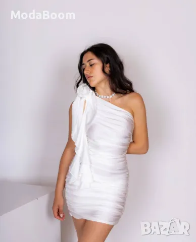 Къса бяла дамска рокля , снимка 2 - Рокли - 48076669