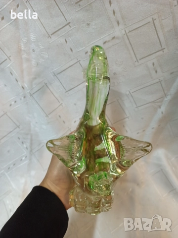 Масивна стъклена фигура Мурано във формата на патица отличен декор за дома или като преспапие, снимка 3 - Антикварни и старинни предмети - 52503338