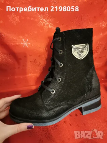 НОВИ черни боти от естествен набук номер 36, снимка 3 - Дамски боти - 47884599