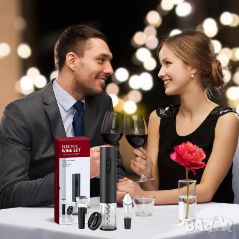Електрически тирбушон 4 в 1 и аксесоари за отваряне и сервиране на вино, снимка 2 - Аксесоари за кухня - 48117725