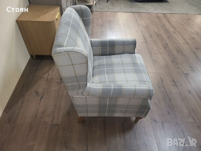 Сив фотьойл от плат с висока облегалка, снимка 8 - Дивани и мека мебел - 53802735