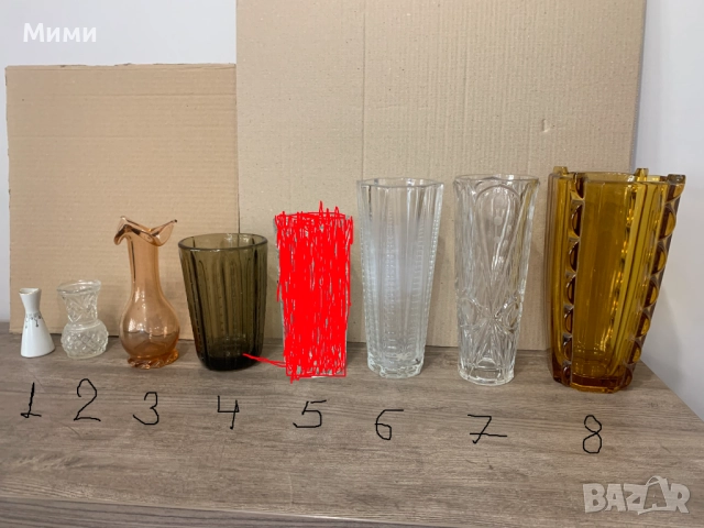 Вази и комплект ваза  и  пепелник - кристални, стъклени и рисувани., снимка 1 - Вази - 22459949