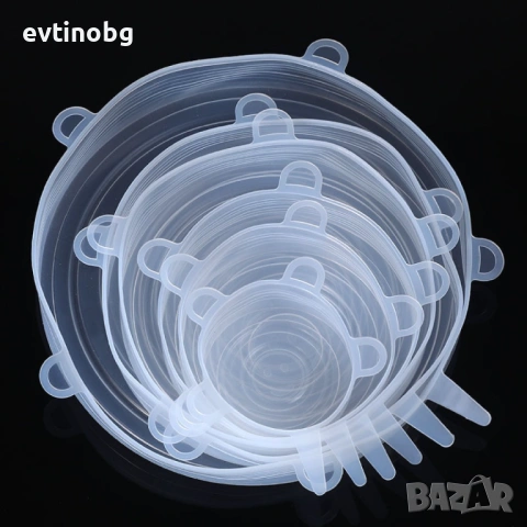 Комплект от 6 броя разтягащи се силиконови капаци, снимка 7 - Аксесоари за кухня - 53872710