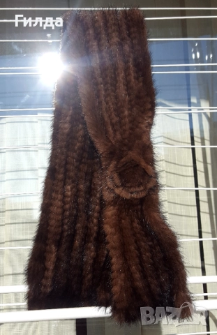плетен шал естествен косъм норка визон, снимка 5 - Шалове - 52751375