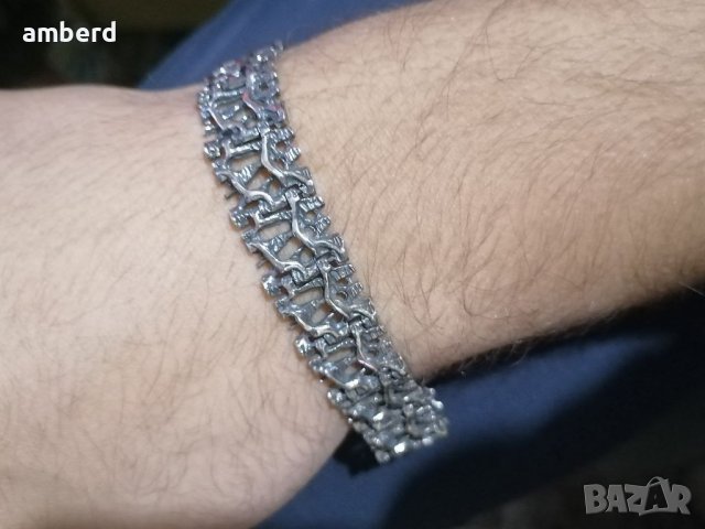 Уникална мъжка сребърна гривна , снимка 2 - Гривни - 39192151
