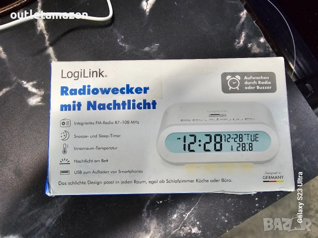 LogiLink радиобудилник с дисплей за температура, таймер за заспиване, включва USB порт за зареждане, снимка 7 - Друга електроника - 52826701