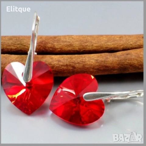 Обеци с кристал Сърце
